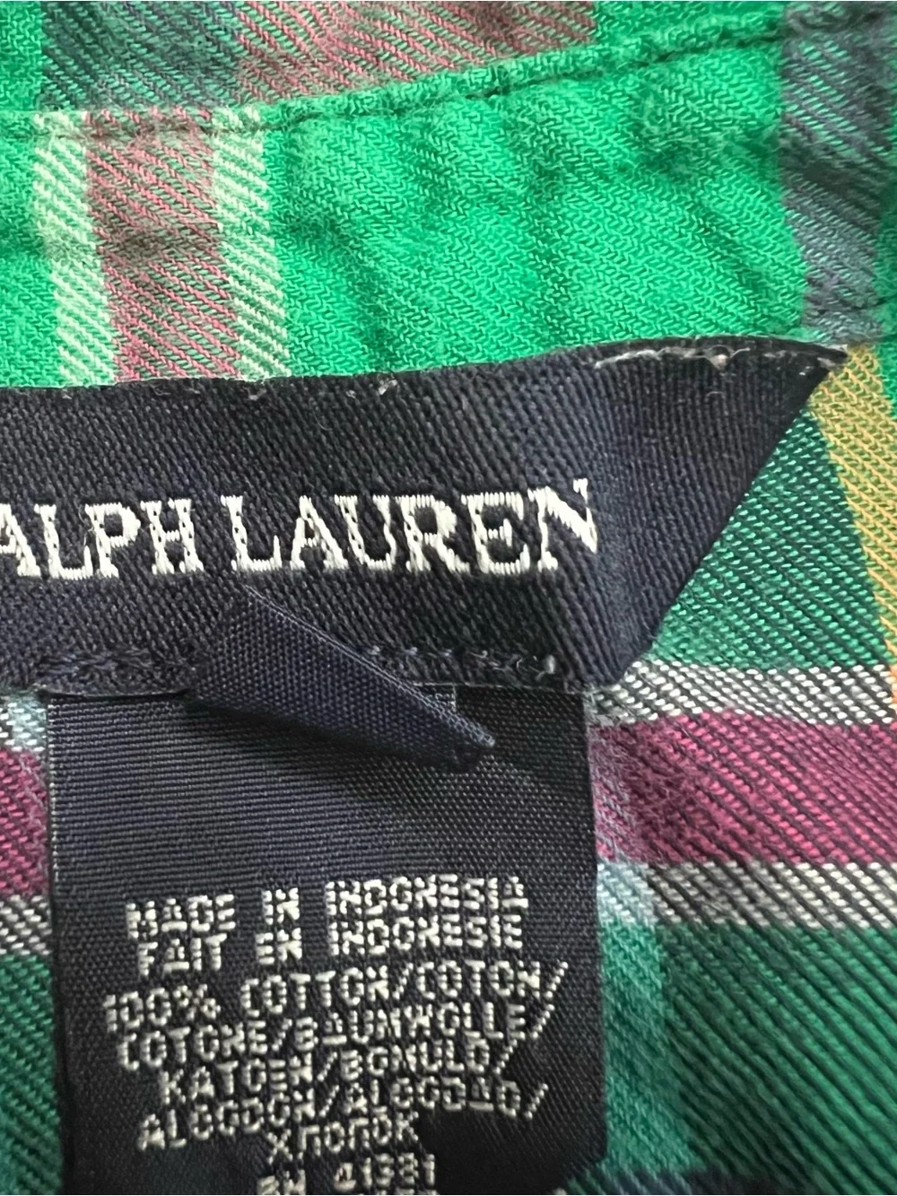 Ralph Lauren Toddler Girls Sz 2T Flannel Jabot Plaid Ruffle Button-Down Shirt